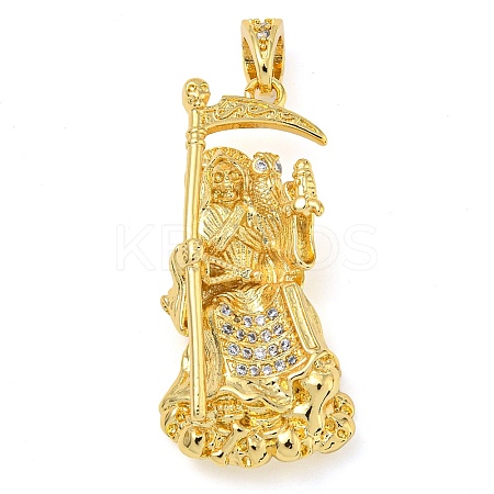 Rack Plating Brass Micro Pave Cubic Zirconia Pendants KK-Z063-09G-03-1