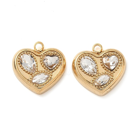 304 Stainless Steel Heart Pendants STAS-H483-37G-01-1