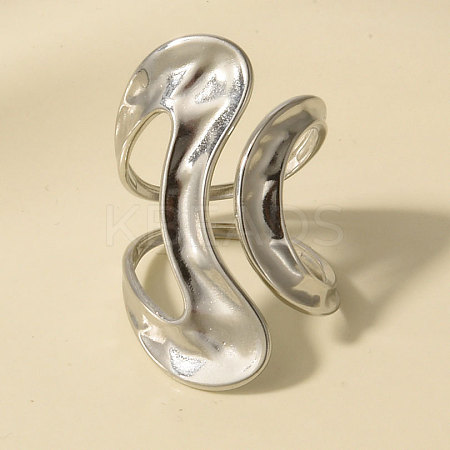 304 Stainless Steel Irregular Geometric Open Cuff Rings for Women BY1947-1-1