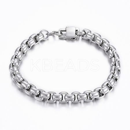 Tarnish Resistant 304 Stainless Steel Box Chain Bracelets LS-BJEW-H508-07P-1