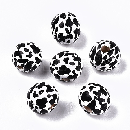 Printed Natural Wooden Beads X-WOOD-R270-07A-1