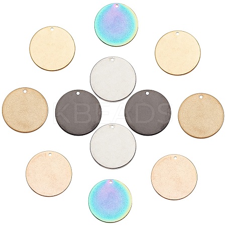 12Pcs 6 Colors PVD Vacuum Plating 304 Stainless Steel Pendants STAS-SC0002-14B-1