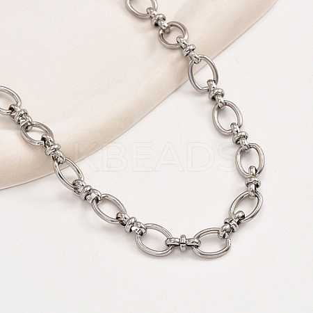 Non-Tarnish 201 Stainless Steel Oval Link Chain Necklacces MF4965-2-1