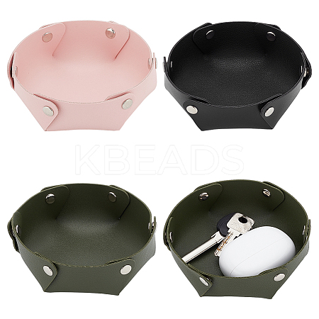 WADORN 3Pcs 3 Colors PU Leather Storage Tray Box with Snap Button AJEW-WR0001-80-1