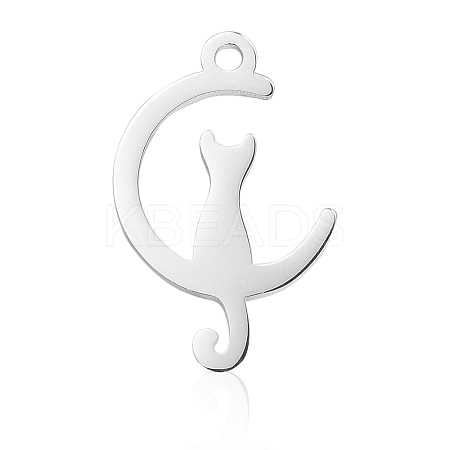 10Pcs 201 Stainless Steel Kitten Pendants STAS-CJ0002-20-1