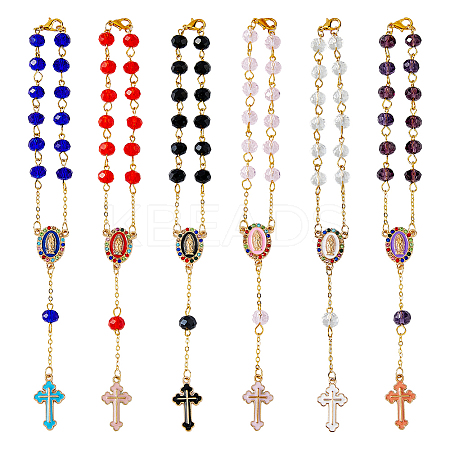 Cross Alloy Enamel Pendant Decorations HJEW-AB00656-1