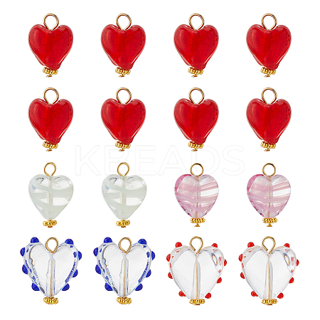 16Pcs Handmade Lampwork Pendants PALLOY-FH00170-1