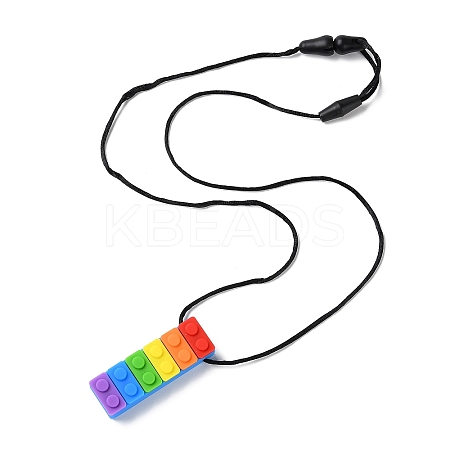 Rainbow Building Blocks Food Grade  Silicone Pendant Molar Stick Nursing Necklaces SIL-Z004-02C-1