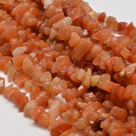 Chip Natural Red Aventurine Beads Strands X-G-N0134-10B-1