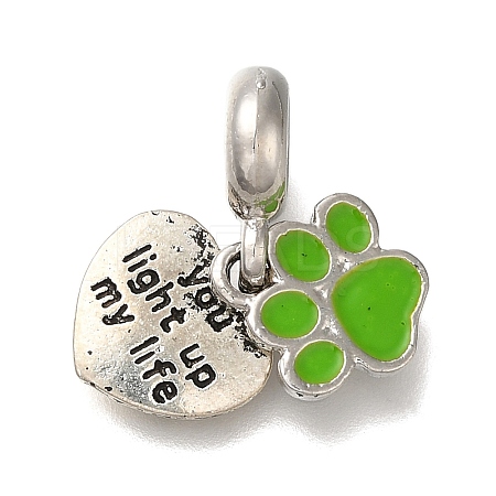 Rack Plating Alloy Enamel European Dangle Charms PALLOY-P307-02B-AS-1
