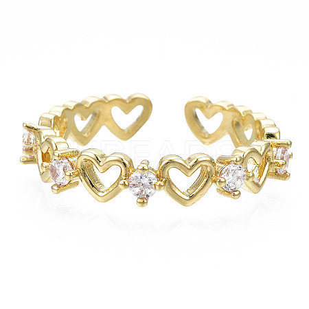Exquisite Cubic Zirconia Heart Cuff Ring LS-RJEW-N035-057-NF-1