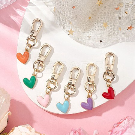 Alloy Enamel Heart Pendant Decorations HJEW-JM02519-1