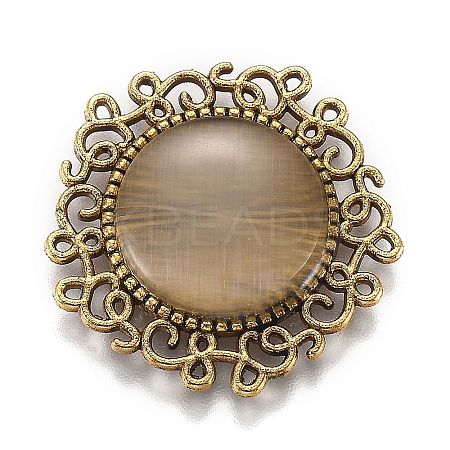 Hollow Retro Plastic Imitation Cat Eye Cabochons LS-KK-Z004-01A-AG-1