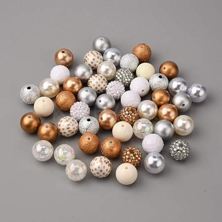 Opaque Acrylic Beads Set MACR-WH0007-68A-1