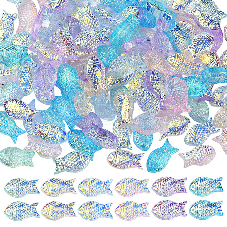 100Pcs 5 Colors  Fish Handmade Glass Beads GLAA-SC0002-80C-1