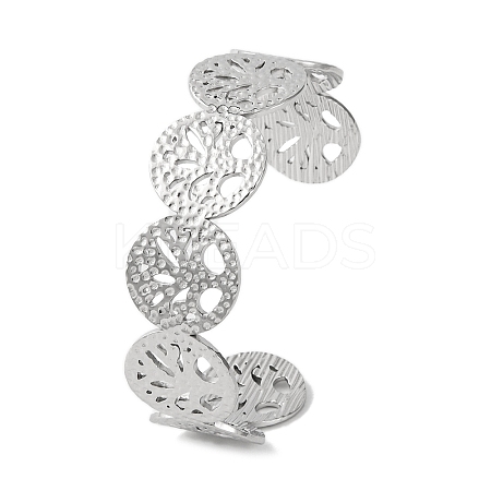 Tree of Life 304 Stainless Steel Cuff Bangles for Women BJEW-B104-21P-1