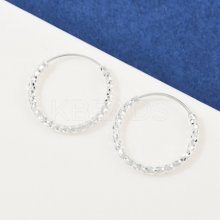 Brass Textured Hoop Earrings EJEW-F378-03C-S-1