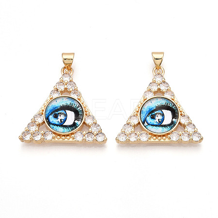 Brass Micro Pave Clear Cubic Zirconia Pendants for Women KK-T070-90A-06-1