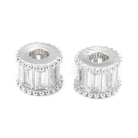 Brass Micro Pave Clear Cubic Zirconia Beads ZIRC-L101-08P-1