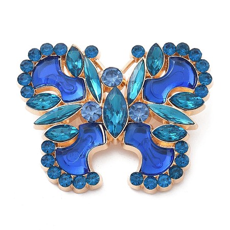 Butterfly Alloy Rhinestone Brooches LS-JEWB-E041-06KCG-02-1
