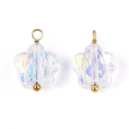 Electroplate Glass Flower Charms STAS-N110-15G-1