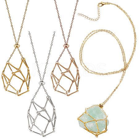 3Pcs 3 Colors 304 Stainless Steel Macrame Pouch Necklace Making NJEW-PH01550-1