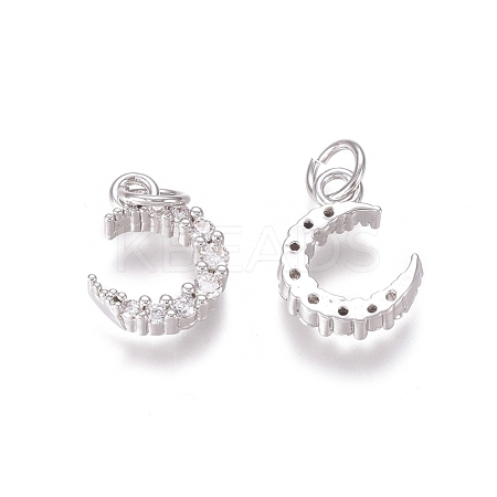 Brass Micro Pave Clear Cubic Zirconia Charms ZIRC-I036-02P-1