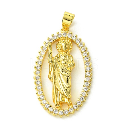 Brass Micro Pave Clear Cubic Zirconia Pendants KK-H472-42A-G-1