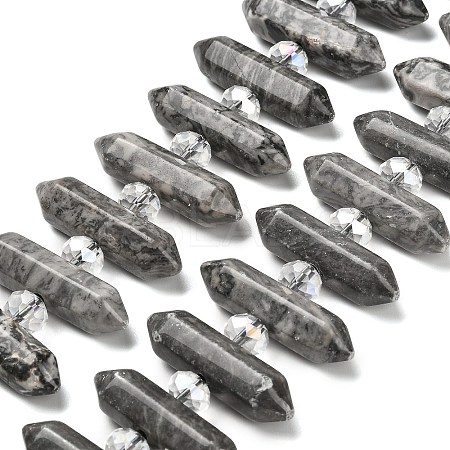 Natural Map Stone Double Terminated Point Beads Strands G-H069-B09-01-1