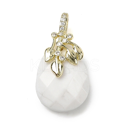 Natural Howlite Faceted Teardrop Pendants KK-D021-03A-G-1