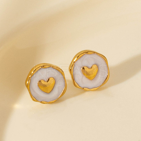 304 Stainless Steel Heart Stud Earrings OA9161-2-1