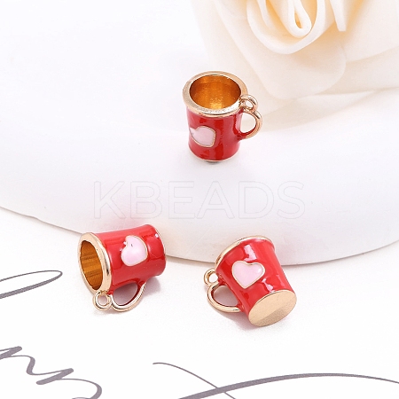Alloy Enamel Mug Cup with Heart Miniature Ornaments PW-WG9EB43-07-1