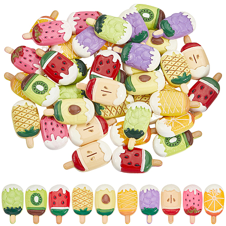 40Pcs 10 Colors Resin Cabochons RESI-SC0006-14-1