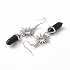 Natural Lava Rock Bullet with Sun Dangle Earrings EJEW-I276-01P-07-4
