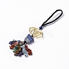 Natural Raw Lapis Lazuli & Mixed Stone Chips Tassel Pendant Decorations HJEW-P014-01G-03-1