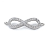 Rack Plating Brass Micro Pave Clear Cubic Zirconia Infinity Connector Charms KK-A234-079P-1