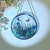 Flat Round with Butterfly Glass Hanging Suncatcher HJEW-WH0036-121-2
