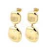 Square Brass Dangle Stud Earrings EJEW-H170-01G-4