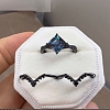 Rhombus Alloy Rhinestone Finger Ring Set for Women PW-WG51C17-02-3