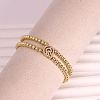 Brass Micro Pave Clear Cubic Zirconia Beads Double Strands Stretch Bracelets for Women FS-WGC7159-17-1