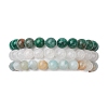 3Pcs 3 Styles Natural Mixed Gemstone Round Beaded Stretch Bracelets Set BJEW-JB10139-02-1