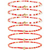 6Pcs Handmade Glass Seed Bead & Brass Beads Stretch Bracelets XZ6120-1-3