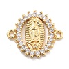Rack Plating Brass Micro Pave Clear Cubic Zirconia Religion Virgin Mary Connector Charms KK-H449-61G-05-NR-1