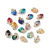 Real 18K Gold Plated Rack Plating Brass Micro Pave Clear Cubic Zirconia Pendants KK-C015-09G-1