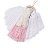 Angel Wood & Cotton Threads Pendant Decoration HJEW-JM02406-02-5