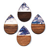 Transparent Resin & Walnut Wood Pendants RESI-ZX017-48-1