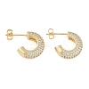 Brass Pave Clear Cubic Zirconia Stud Earrings for Women EJEW-S225-11G-01-1