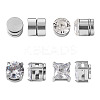 8Pcs 4 Style Clear Cubic Zirconia Flat Round Clip-on Earrings EJEW-TA0001-15-1