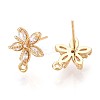 Flower Brass Micro Pave Cubic Zirconia Stud Earring Findings KK-B152-01B-G-2