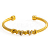 304 Stainless Steel Crystal Rhinestone Open Cuff Bangles with Wrap Knot WGAAB88-02-2